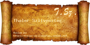 Thaler Szilveszter névjegykártya